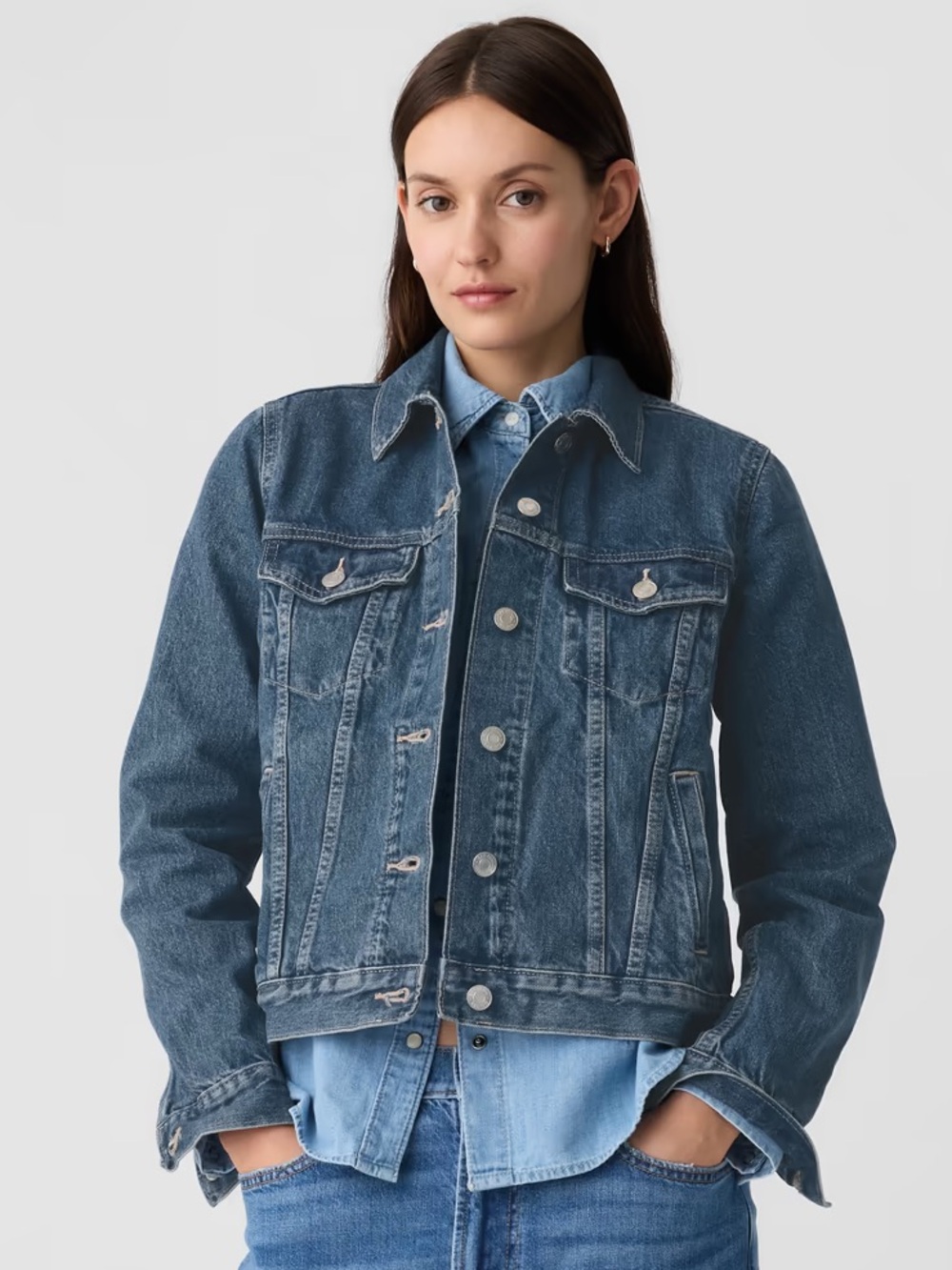GAP Medium Blue Denim Jacket with Button Front - Picture 4 of 4